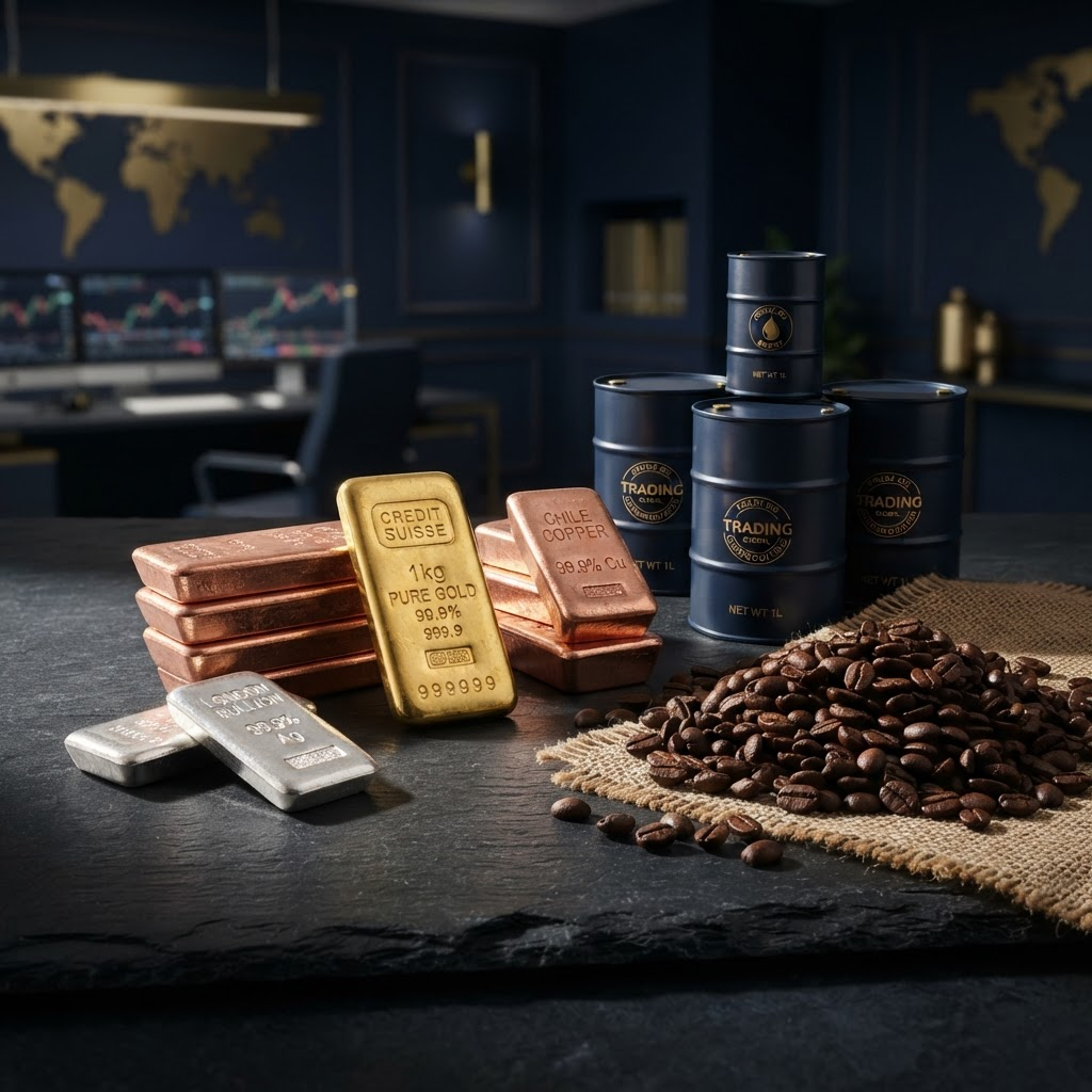 Global commodities including gold, copper, silver and coffee